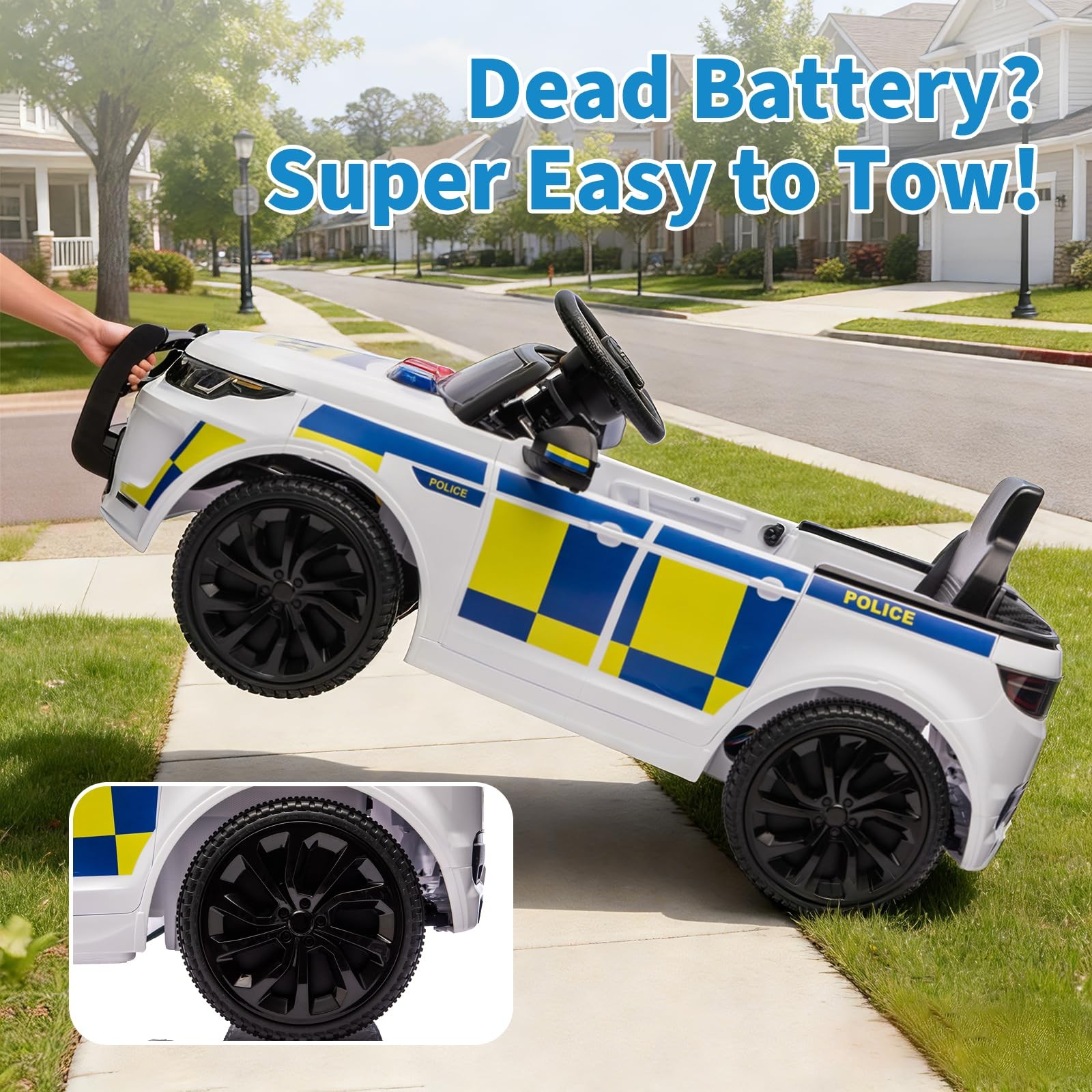 12V Police Car Ride on Electric Car for Kids,Ride-on Toys with Remote Control