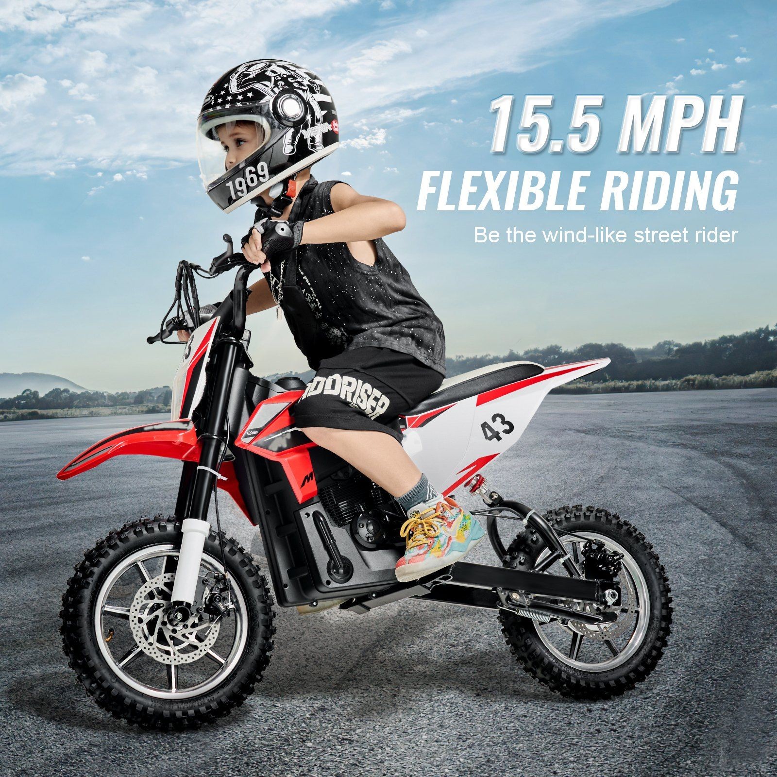 Electric 36V Ride On Motorbike 15.5mph Speed Tread Tires Dual Brakes Gauge