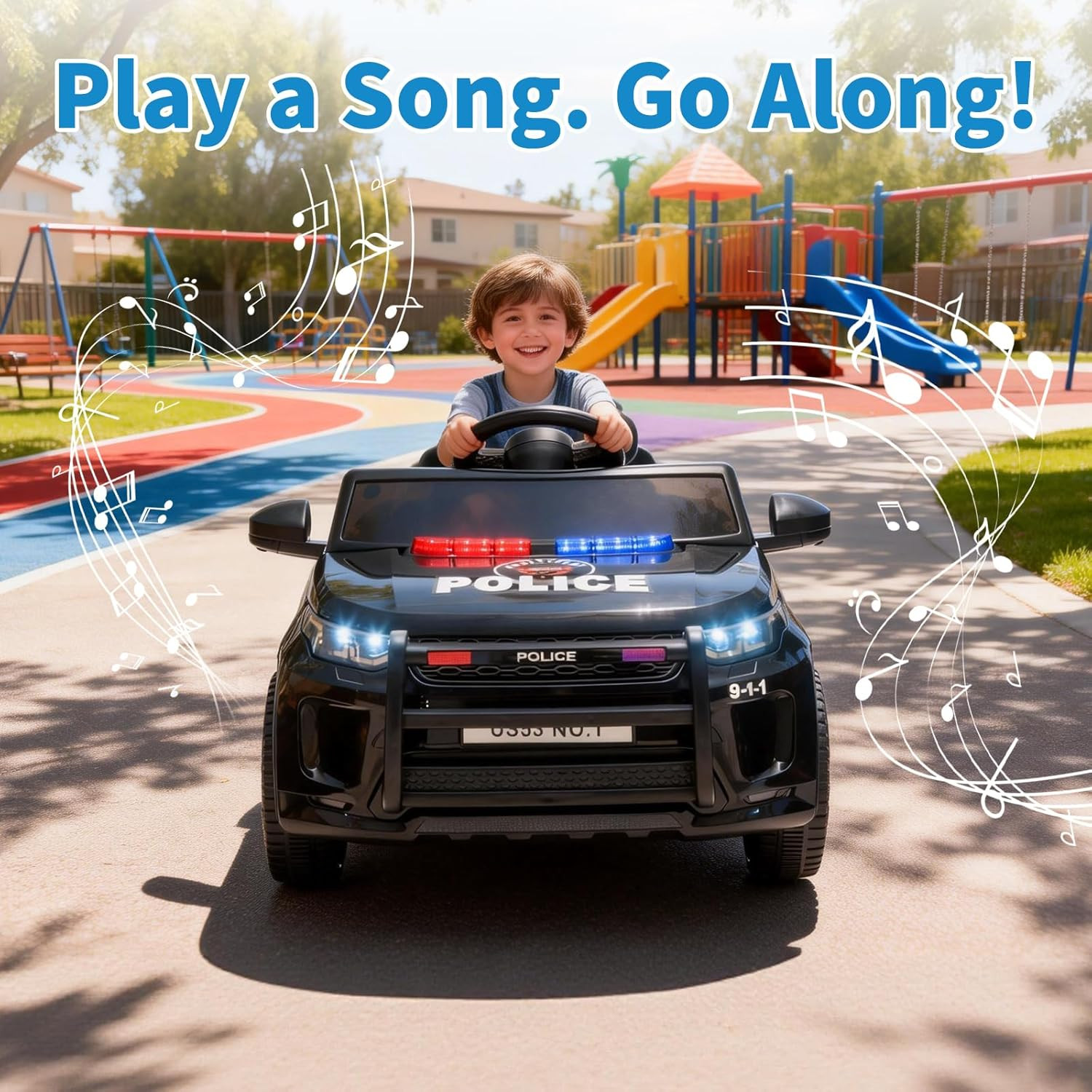 Ride on Toys Police Car for Kids with Remote Control, 12V Electric Police Car wi