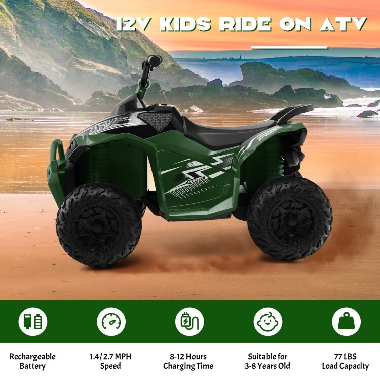 12V Rechargeable Battery Kids Ride On ATV w/High/Low Speed and Comfortable Seat