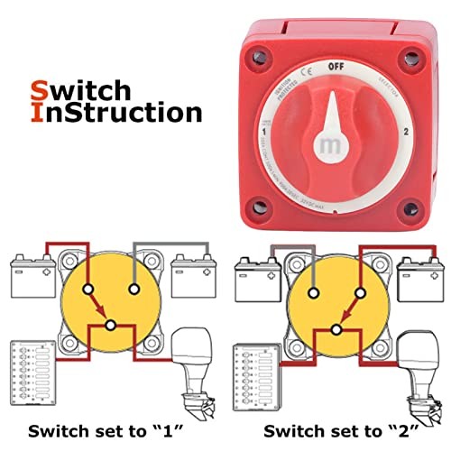Battery Switch 3 Positions, DC 32V 300A Battery Disconnector Main Switch On