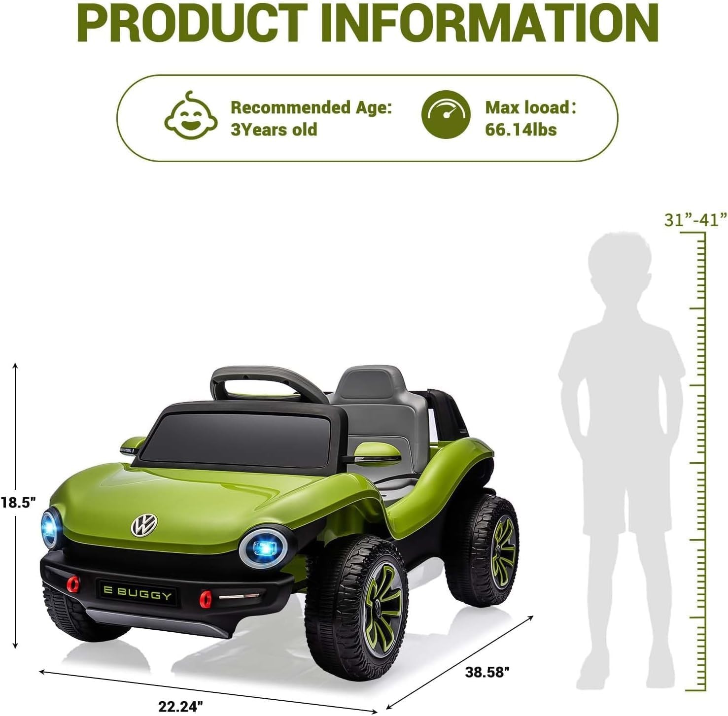 12V Ride On Car for Kids, Electric Battery Powered Toy Car 4 Wheeler Vehicles US