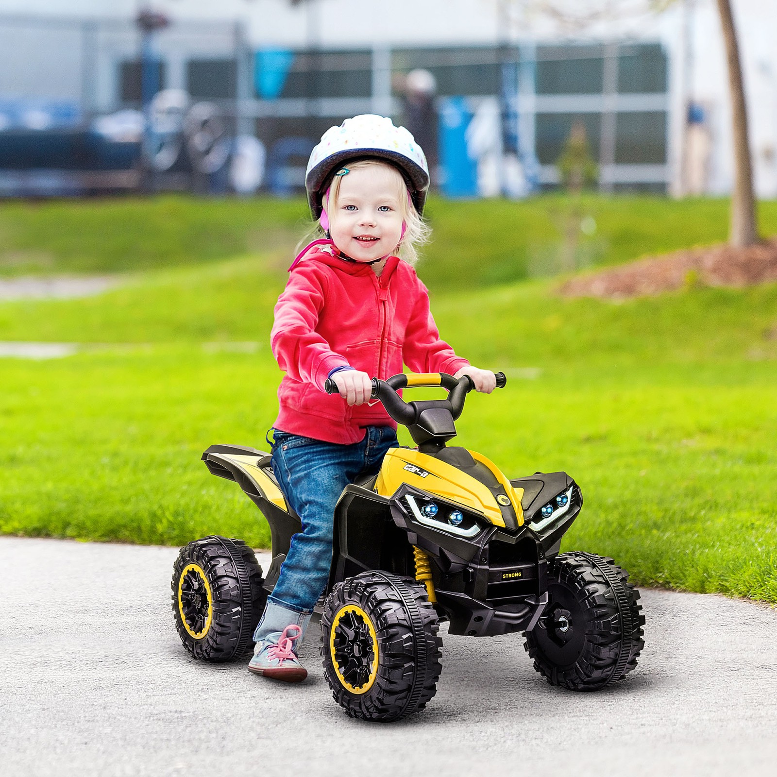 12V Kids Electric Ride-on ATV Treaded Tires Quad Car Dual Motors for Toddlers 3+