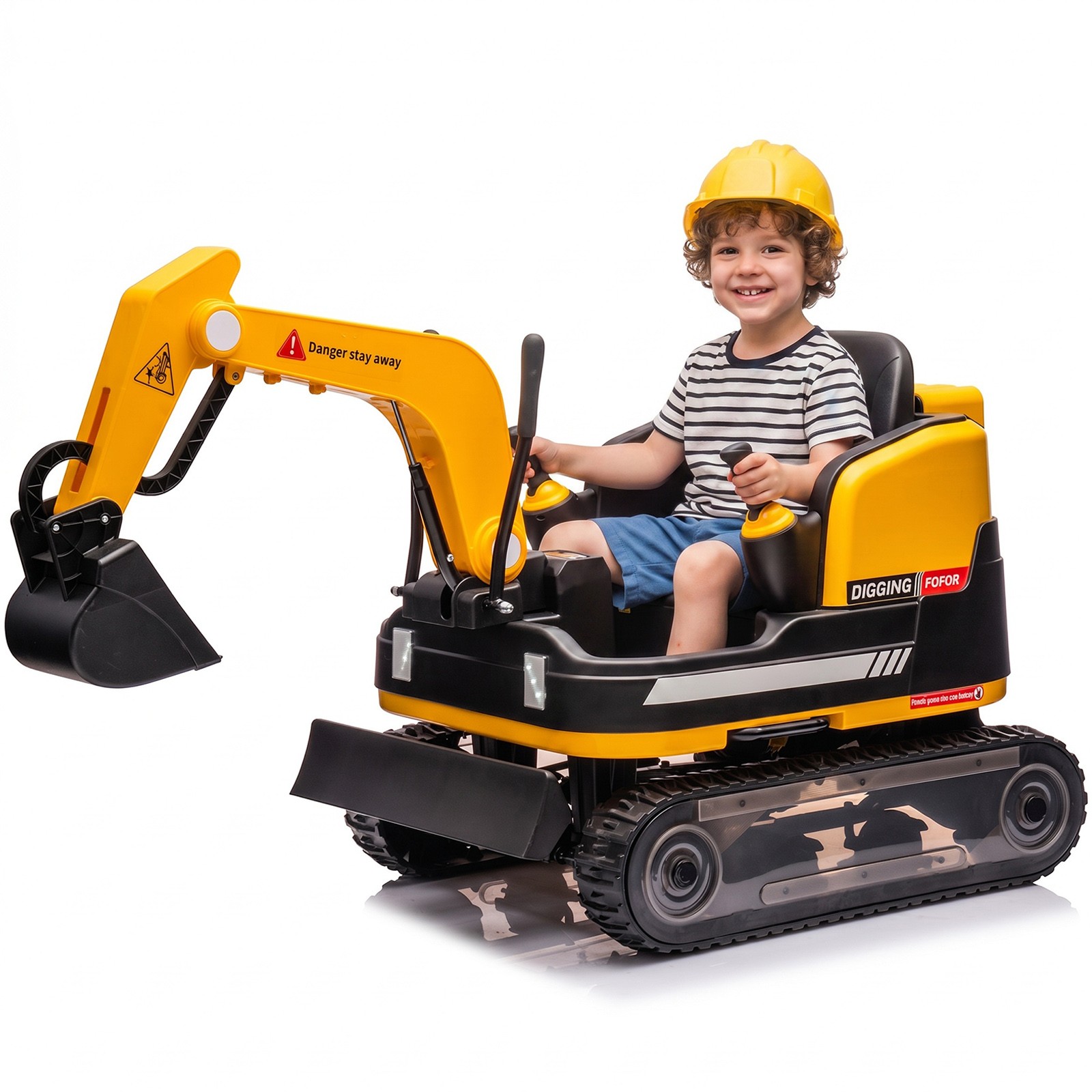 24V 2IN1 Kids Ride On Excavator Bulldozer Electric Digger 360° with RC (Yellow)