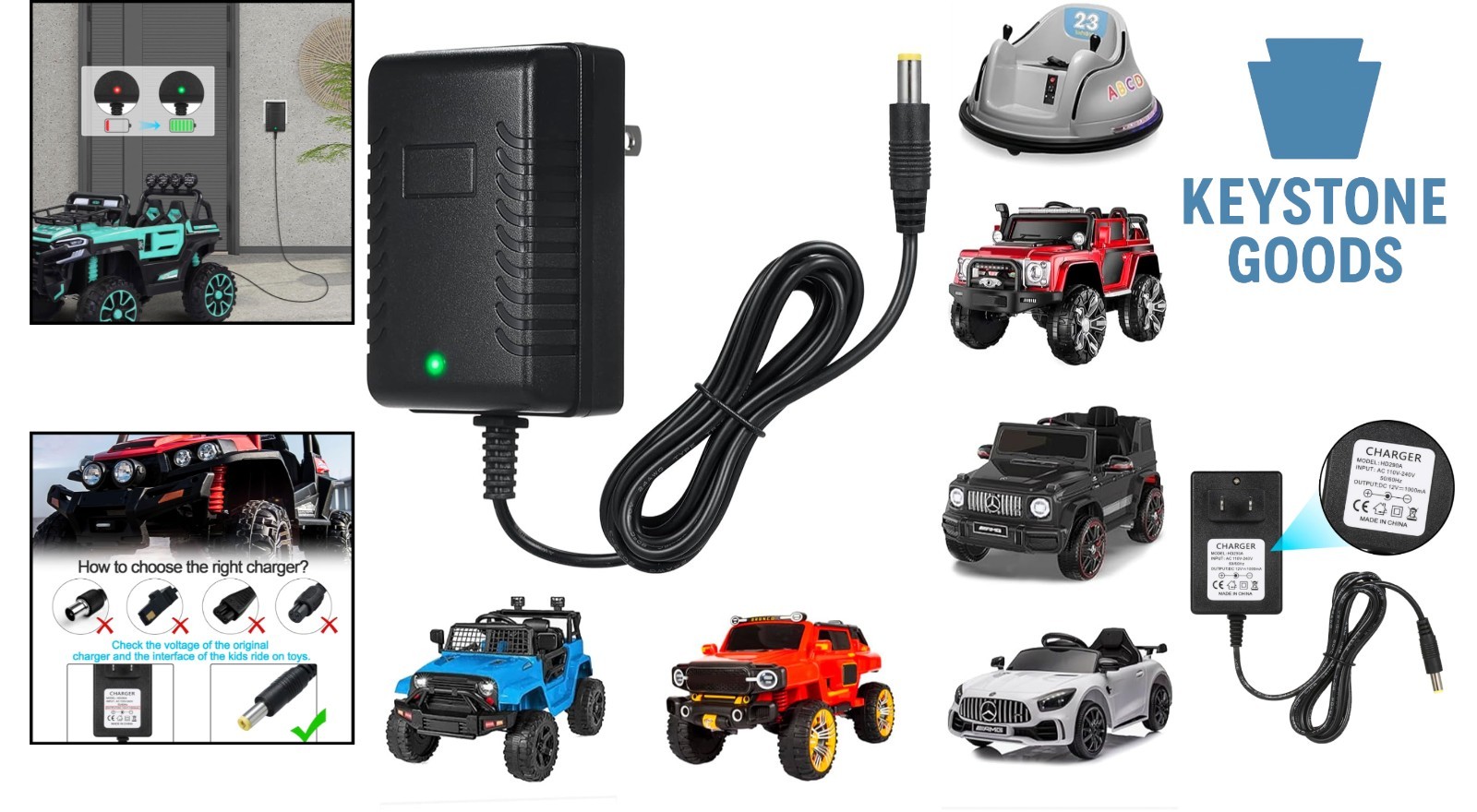 12V Kids Ride-On Car Battery Charger – Fast Charging & Safety Certified