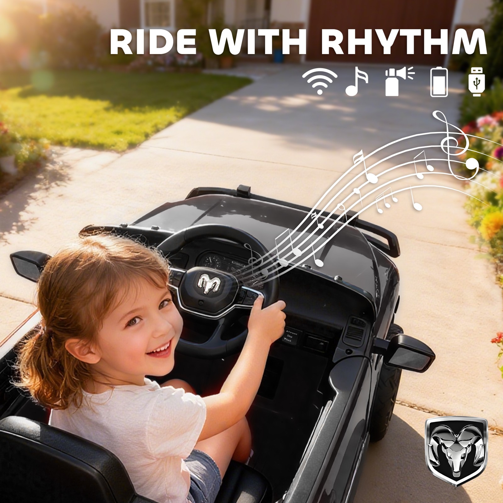 12V Kids Ride on Car, Ride on Toys with Dual Motors,…