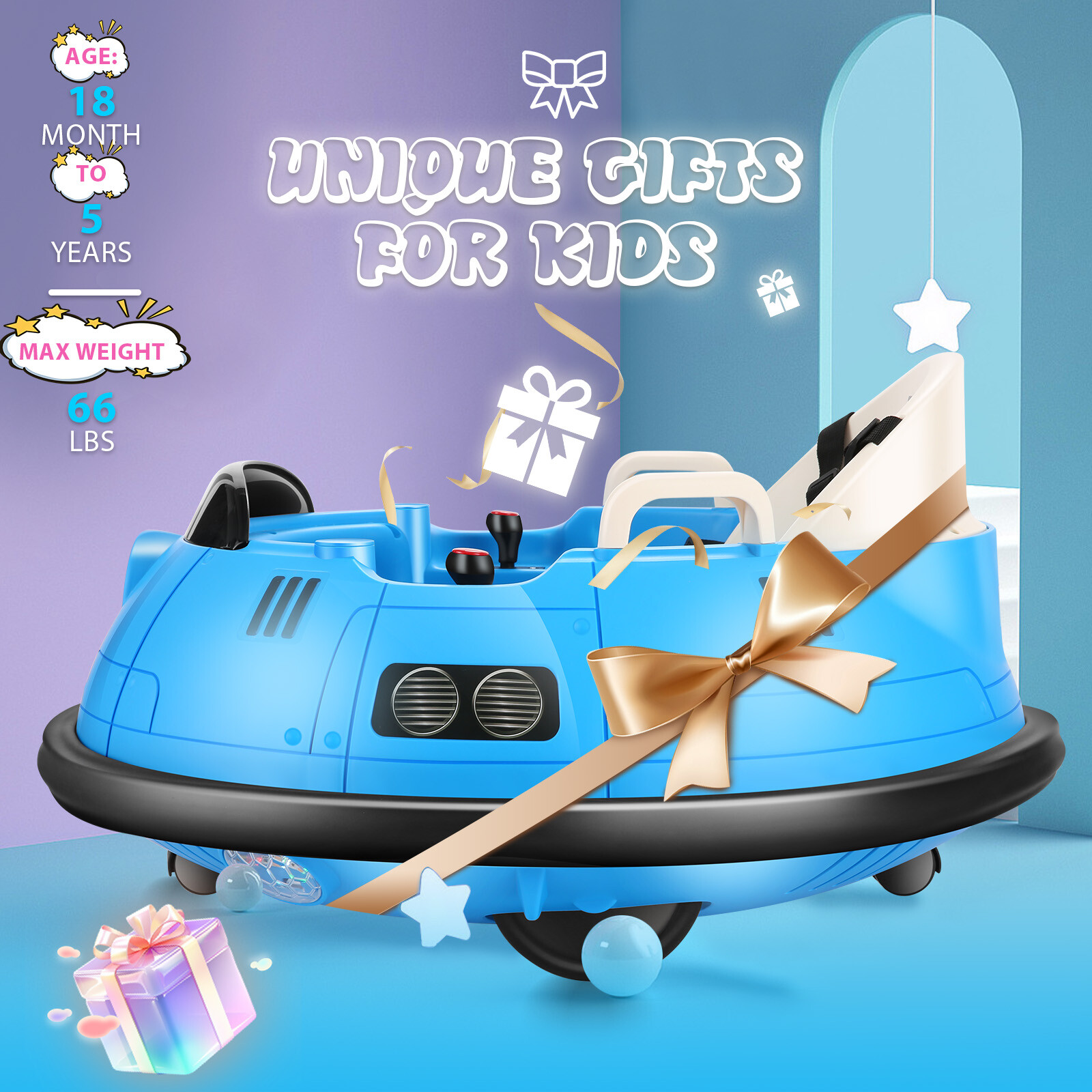 Bumper Car for Kids 12V Battery Baby Electric Bumper Car Toy w/Remote Control-