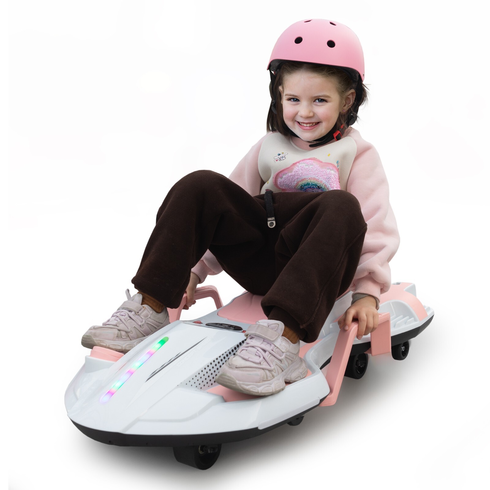 TOBBI 18V Ride On Car Battery-Powered Go Kart Drift Cart with LED Lights, Music