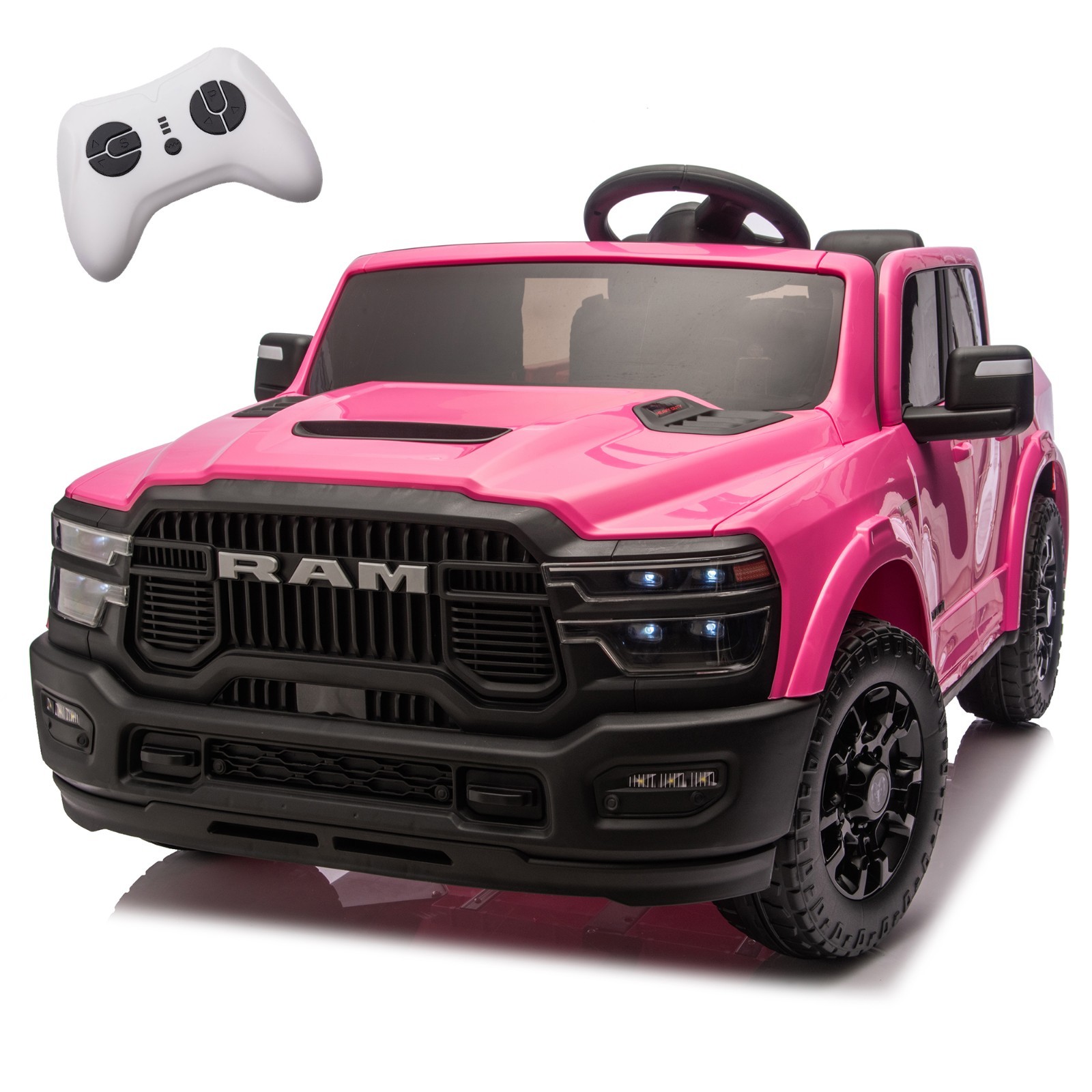 24V Kids Ride on Car 2 Seater Electric Truck w/Remote,Power Wheels Toys, Pink