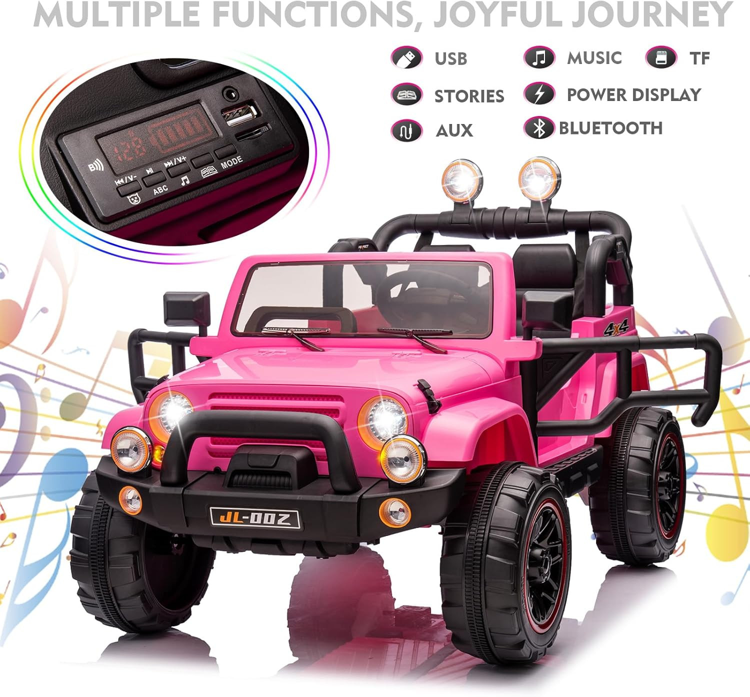 2 Seater Ride on Truck and Car Cover, 12V Children’S Electric Car with Parental