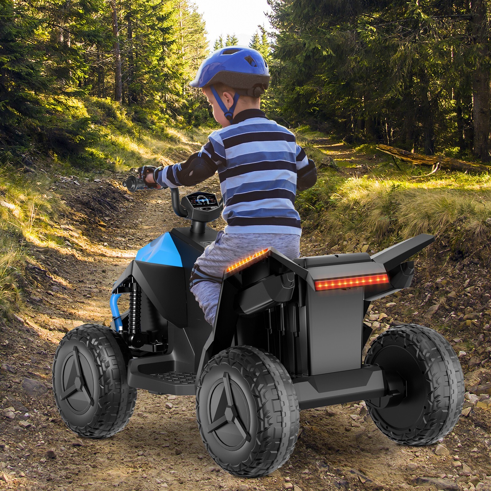 24V children’s beach toy car ATV with 4 spring suspensions and music LED lights