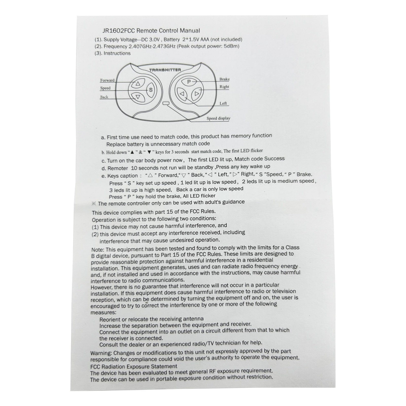 JR1602FCC 2.4Ghz Bluetooth Remote Control for Power Wheels,Remote Transmitter…