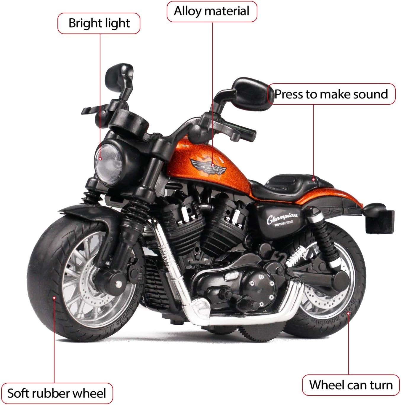 Mini Pull Back Motorcycle Toy with Sound & Light – Perfect for Toddlers Age 3-9