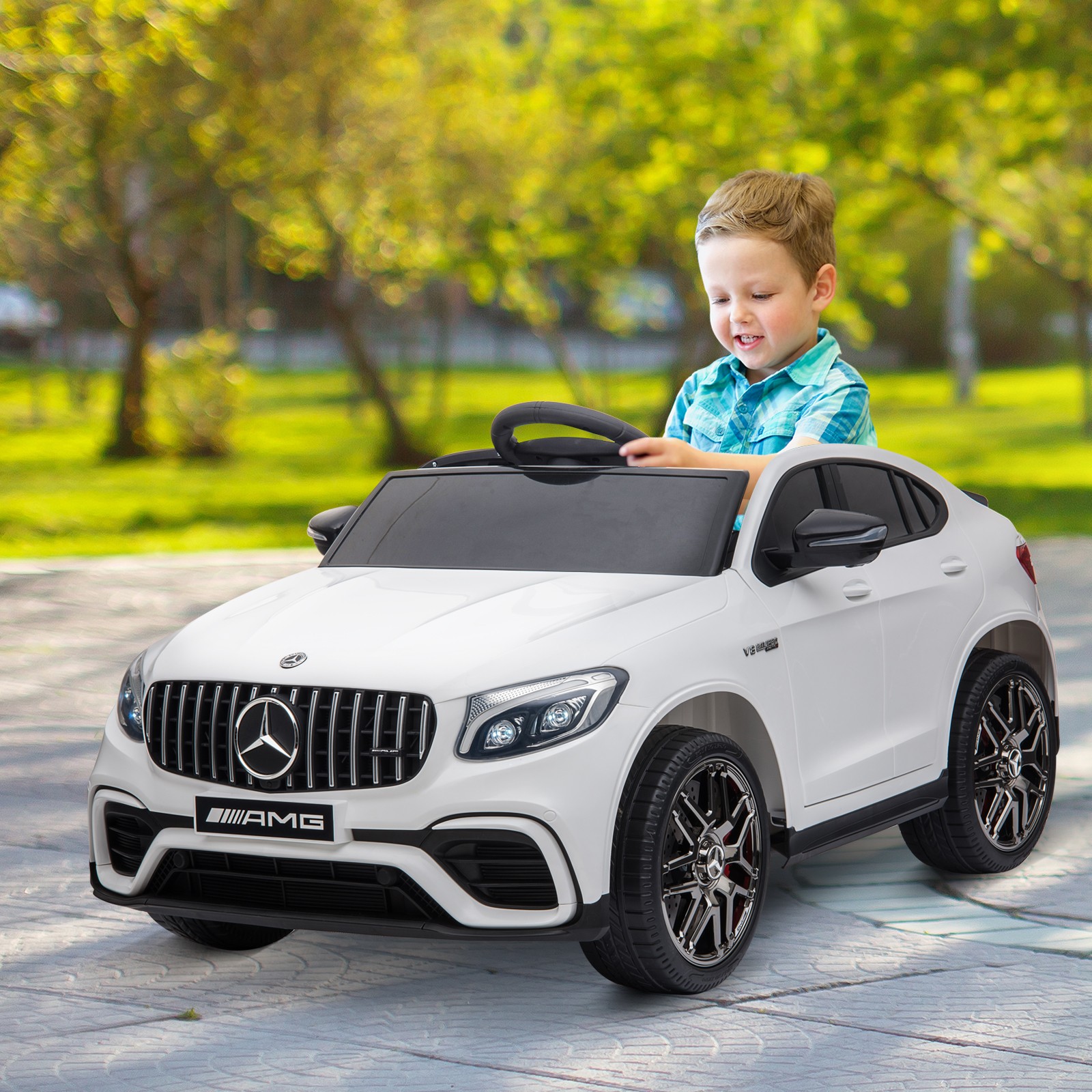 12V Ride On Toy Car for Kids with Remote Control, White