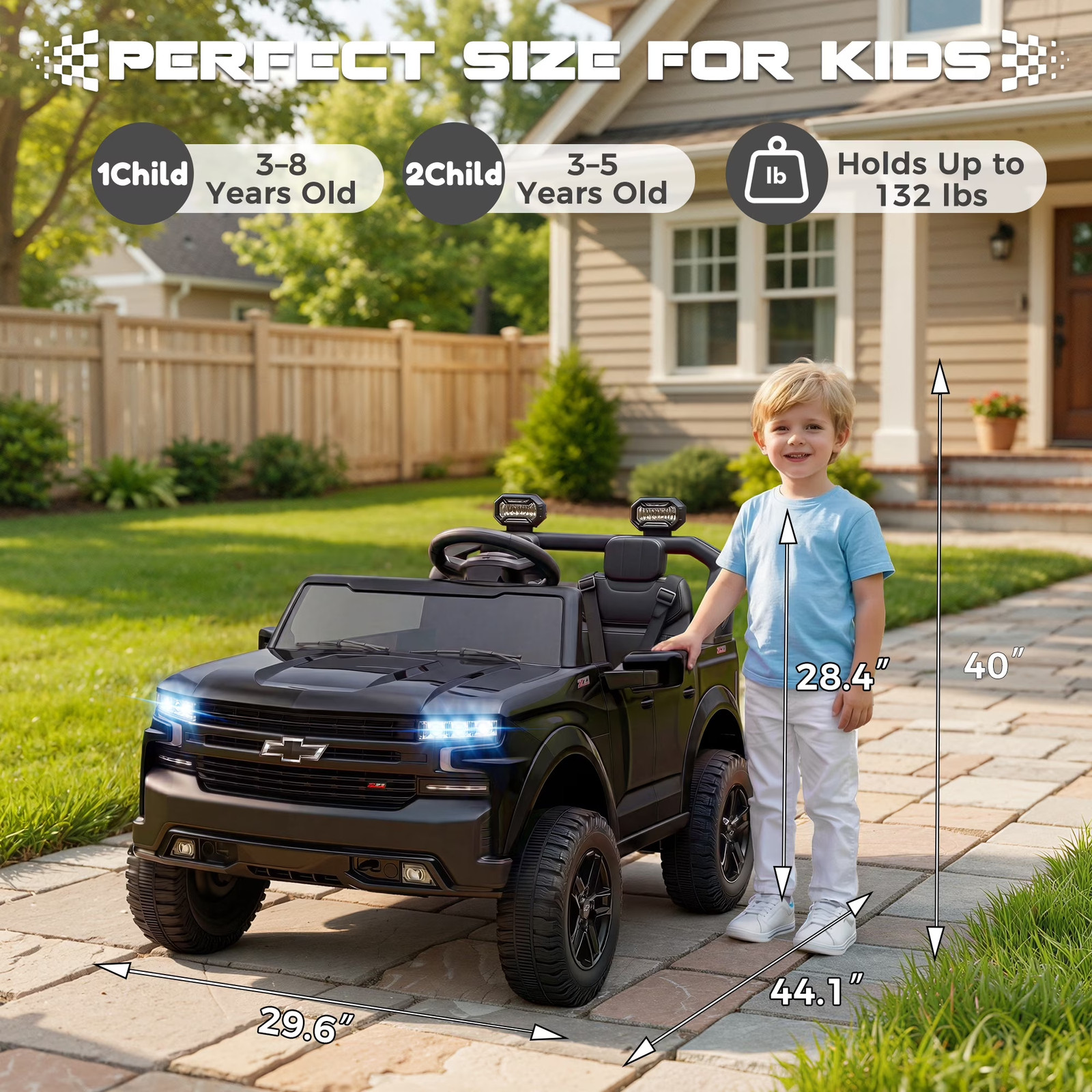 24V 2 Seater Ride on Toy, Licensed Chevrolet Silverado, Ride on Truck Car W/ Rem