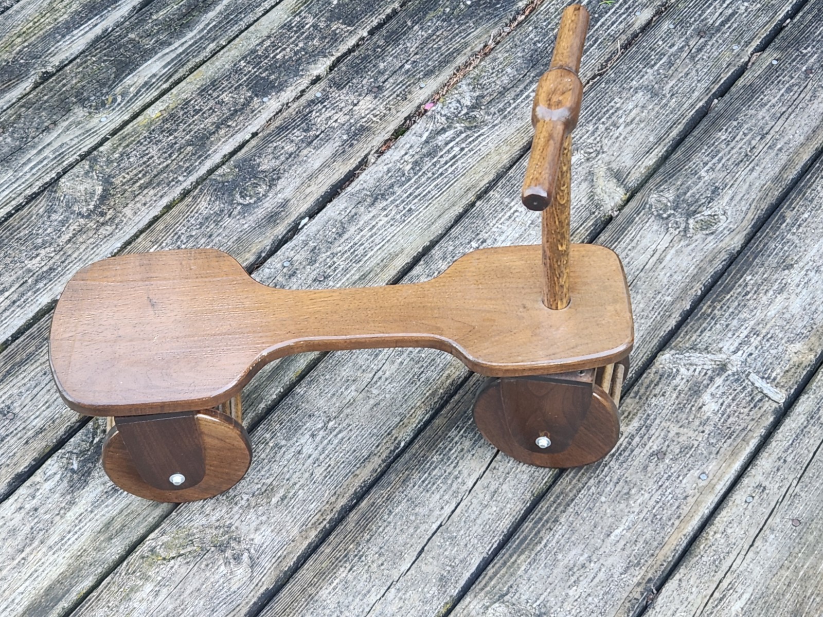 Wood Scooter Handmade Ride On Toy Ping Pong Ball Noise Maker Vintage Folk Art