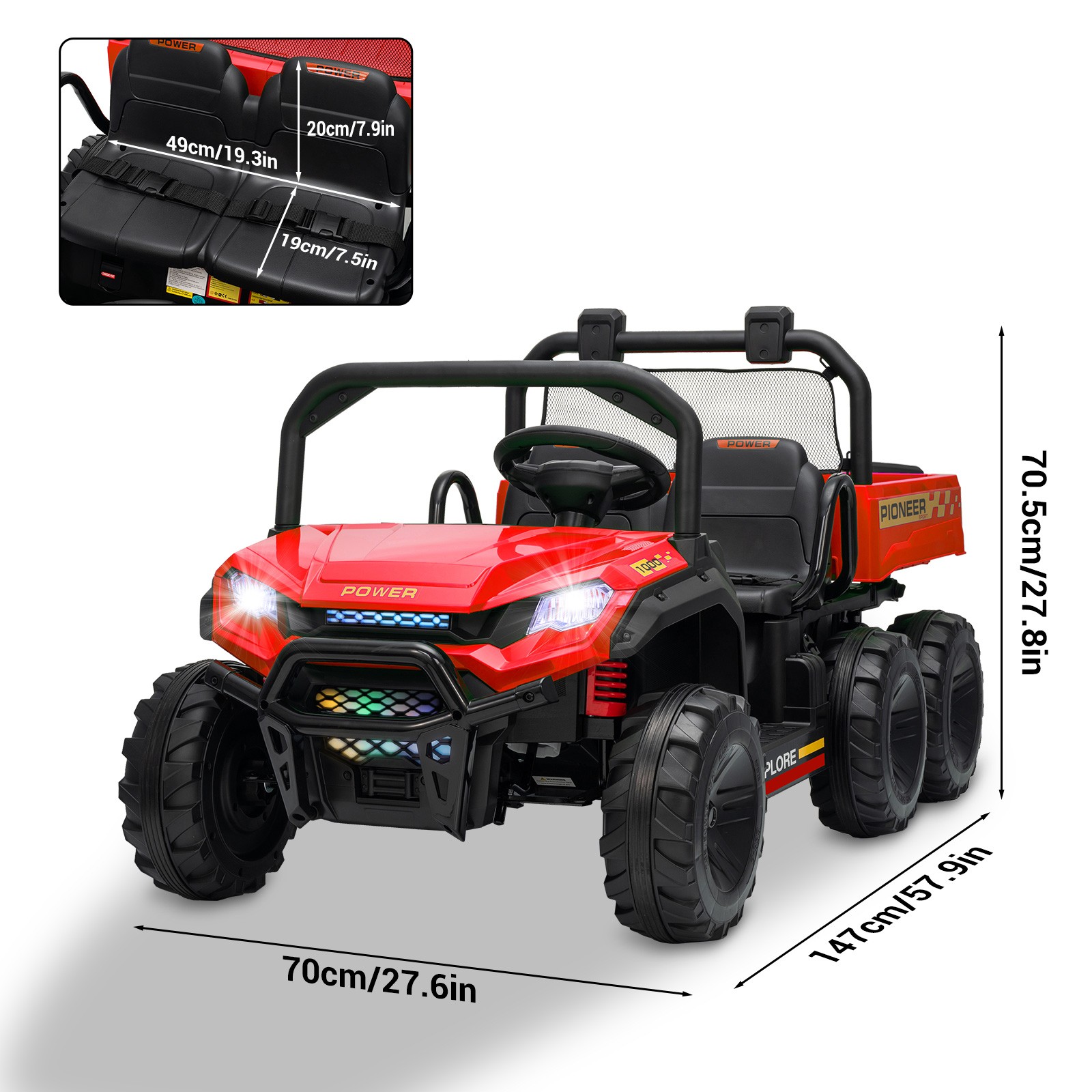 24V Kids 2 Seater Ride on Car Electric Dump Truck 4WD Off-road UTV w/Remote MP3
