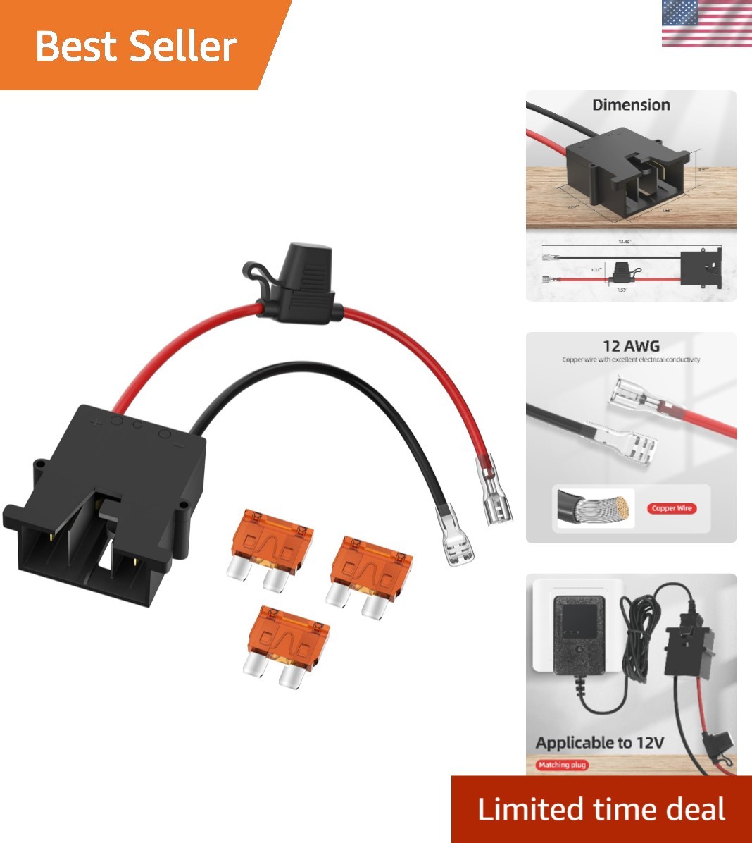 12V Power Wheels Replacement Wire Harness Connector with Fuses – Easy Install