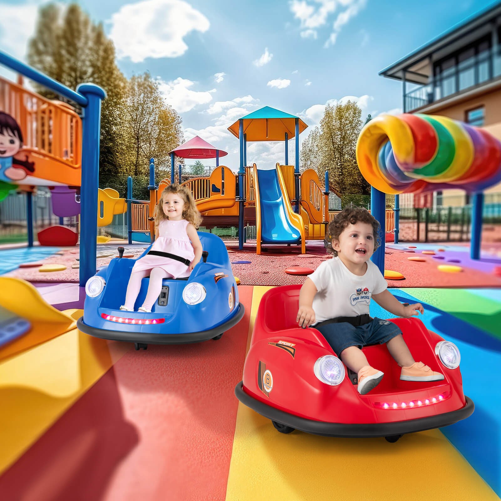 Ride on Bumper Car for Kids with Remote Control 360 Degree Spin LED Light