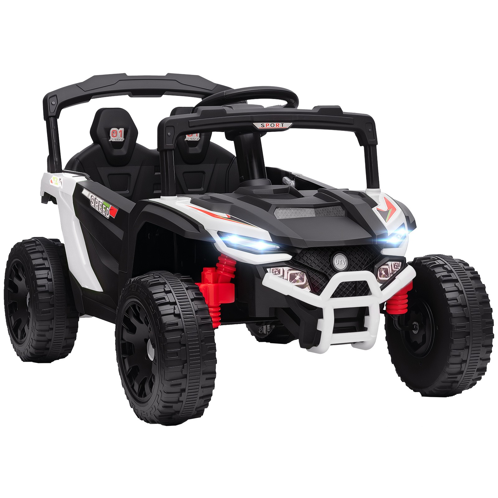 12V Kids Ride On Truck with Dual Motors for 3-5 Boys Girls, White