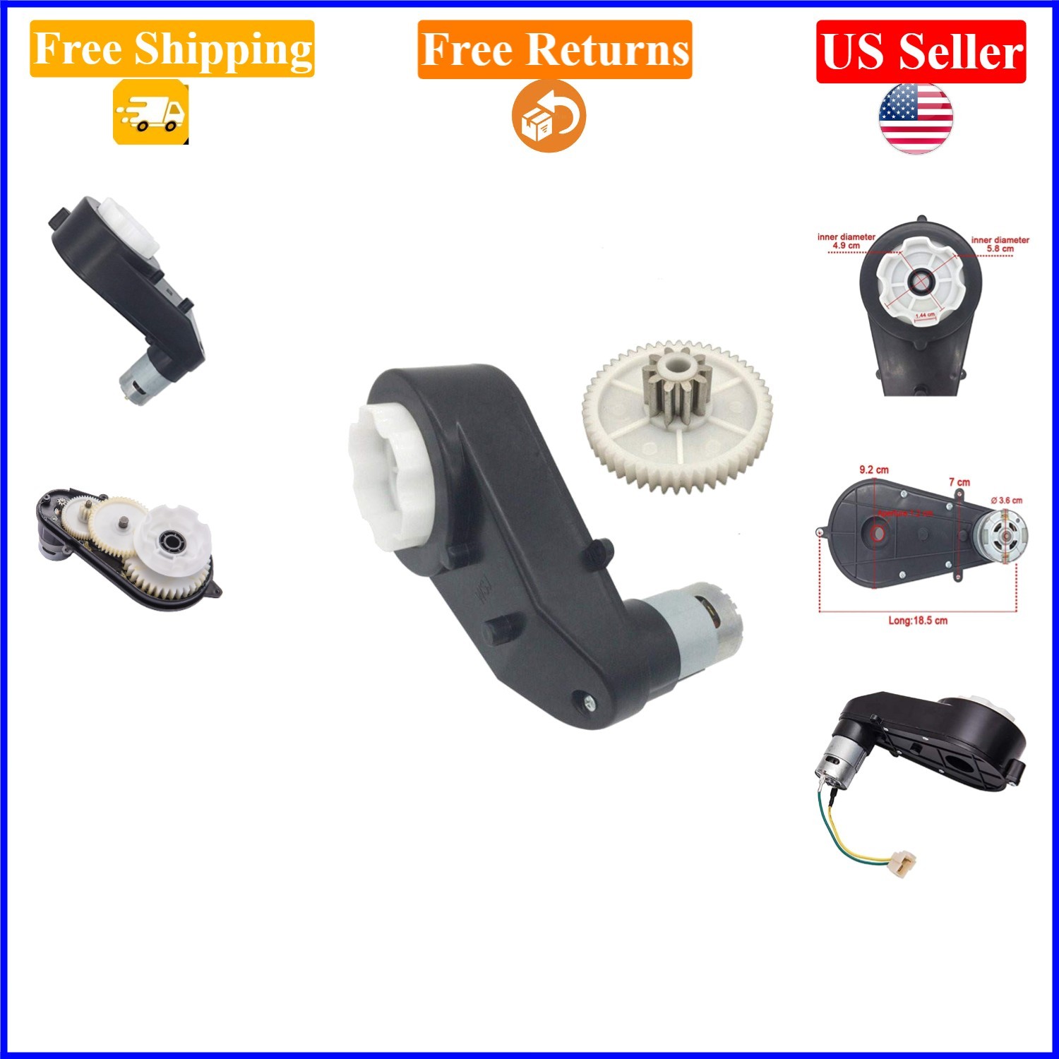 24V 30000RPM Gearbox & High Torque DC Motor for Kids Ride-On Cars
