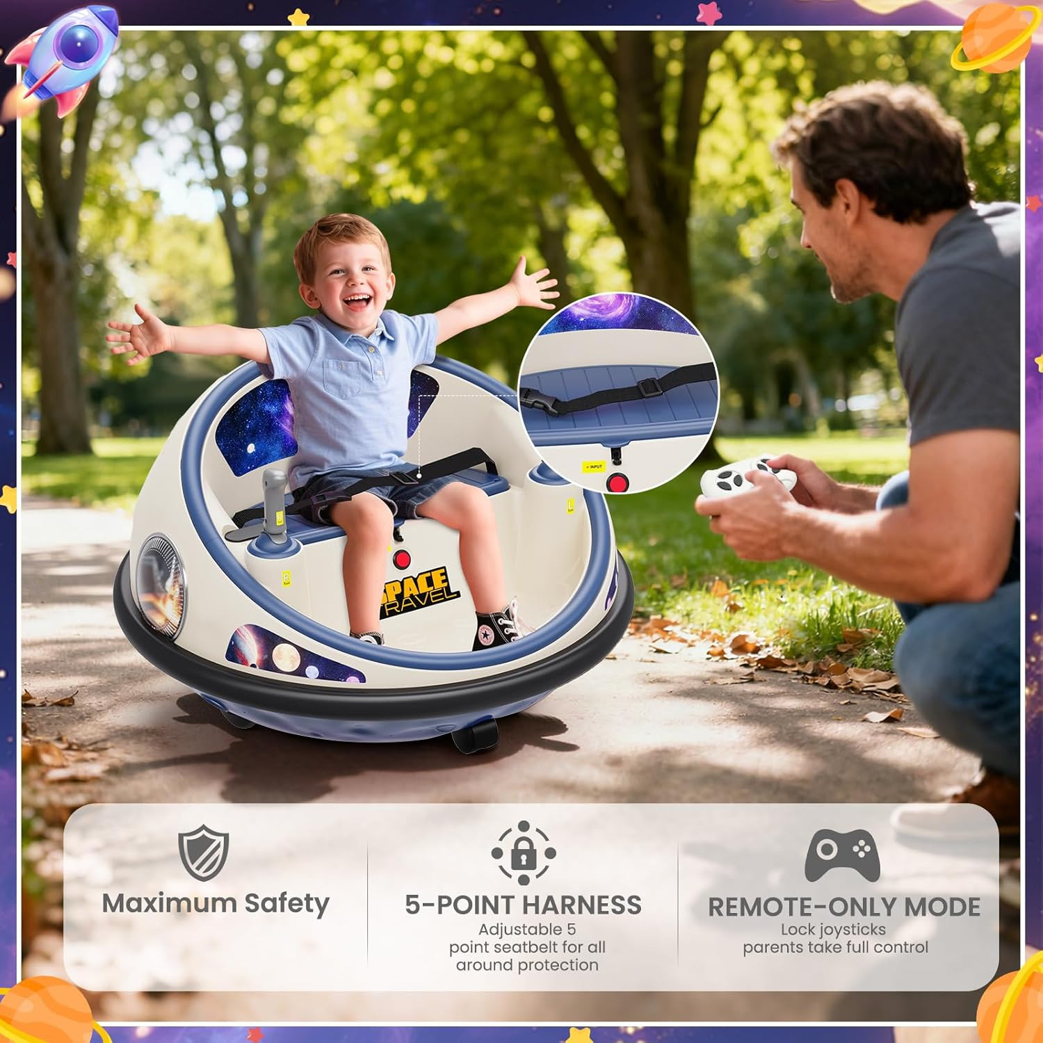 Electric Bumper Car with Remote Control, 360°Spinning Ride-On Vehicle, Rechargea
