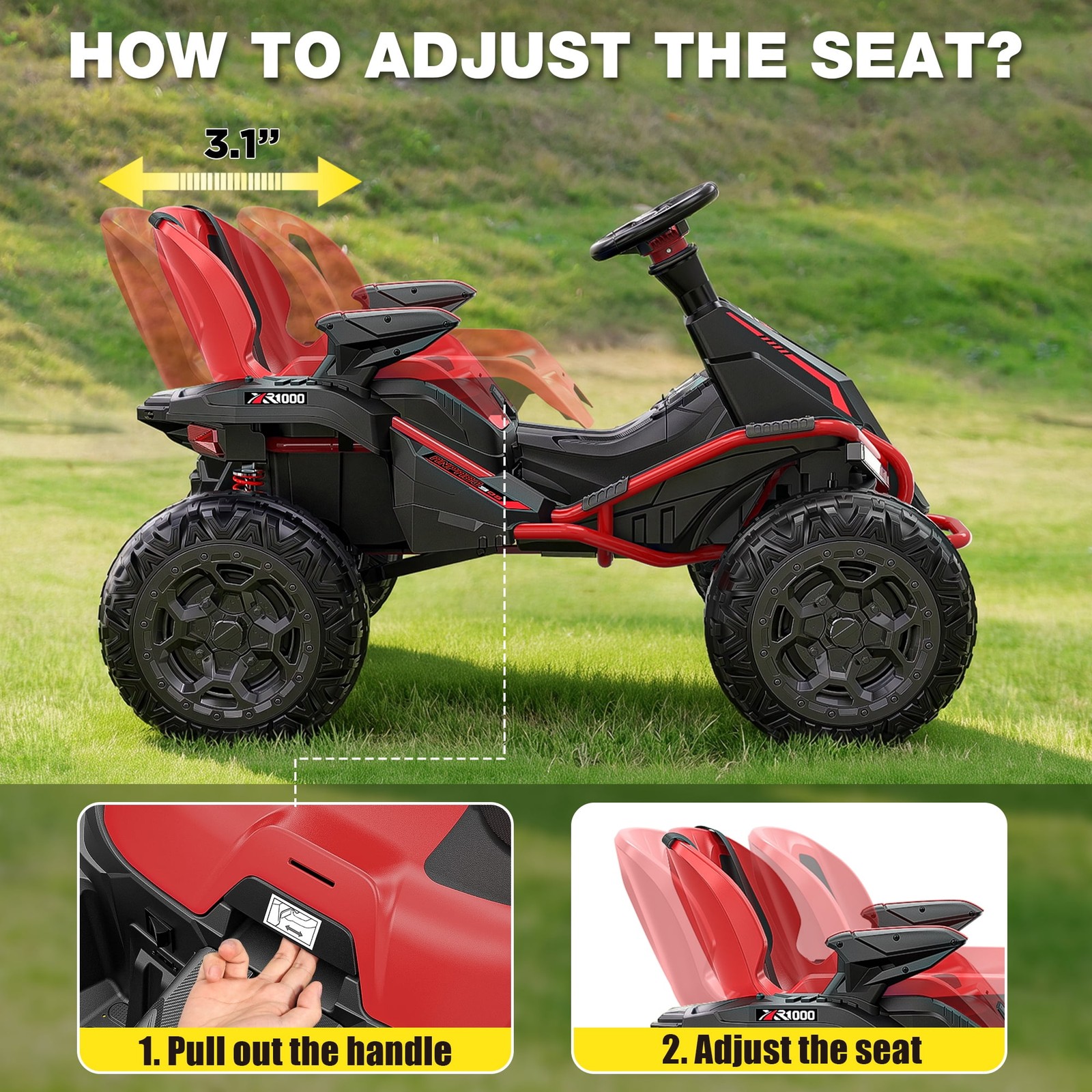 24V Big Kids Ride on Car 4 Wheeler 4WD 800W Motors ATV Electric Power Remote Red