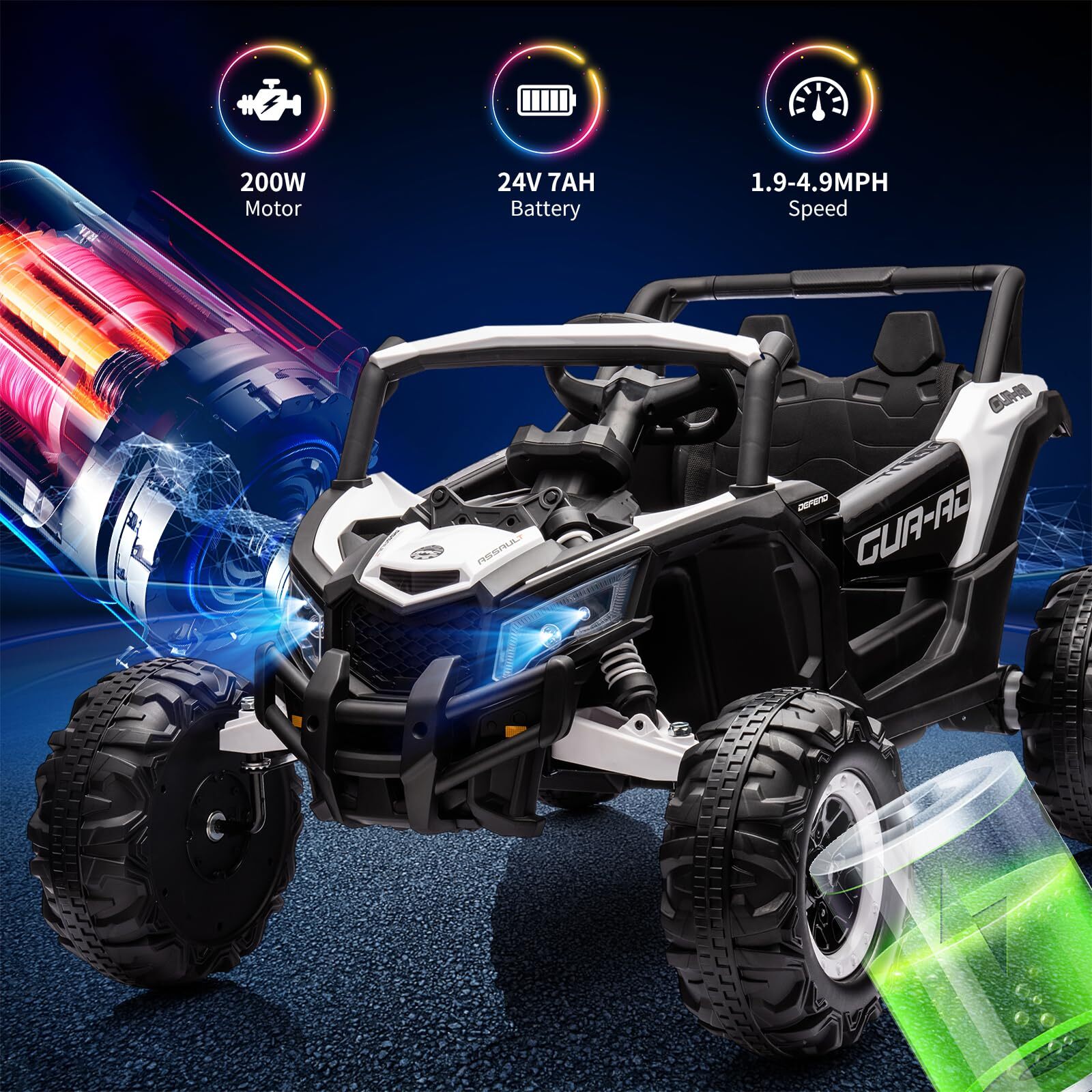Ride on UTV Car 200W Motor Spring Suspension Music LED Lights W/Remote Control