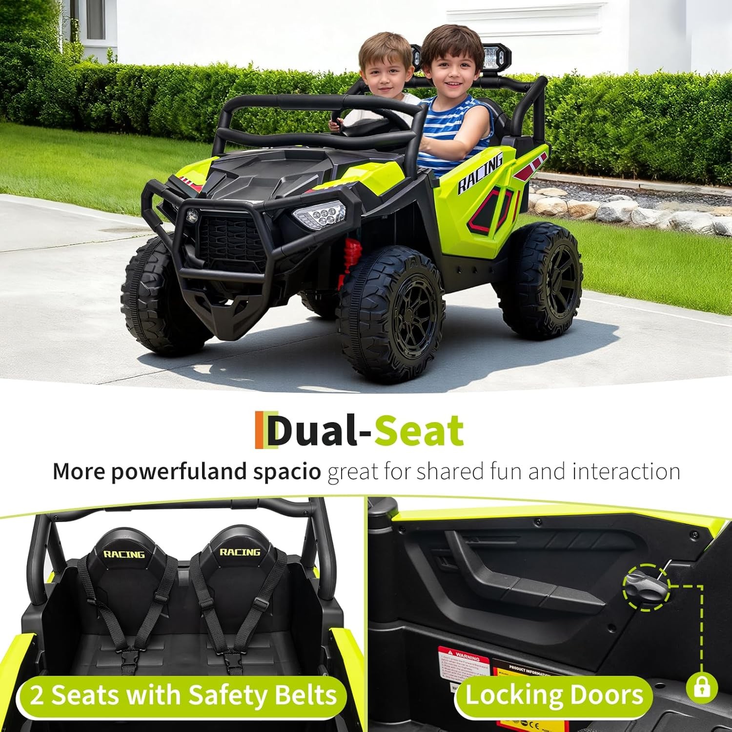 2 Seater Ride on Electric Car 24V Ride on Toys for Big Kids with Remote Control