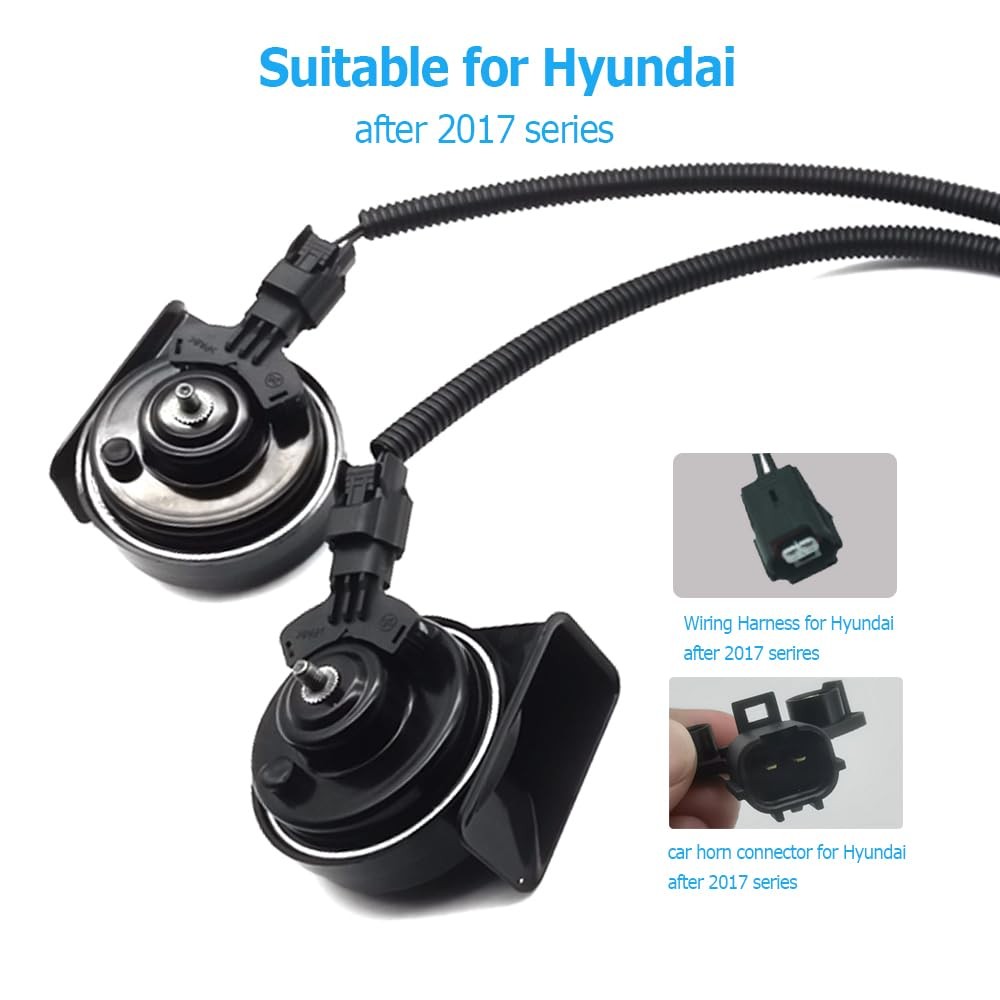 Car Horn Compatible with Hyundai, 12V Waterproof Snail Horn Loud 128db High/L…