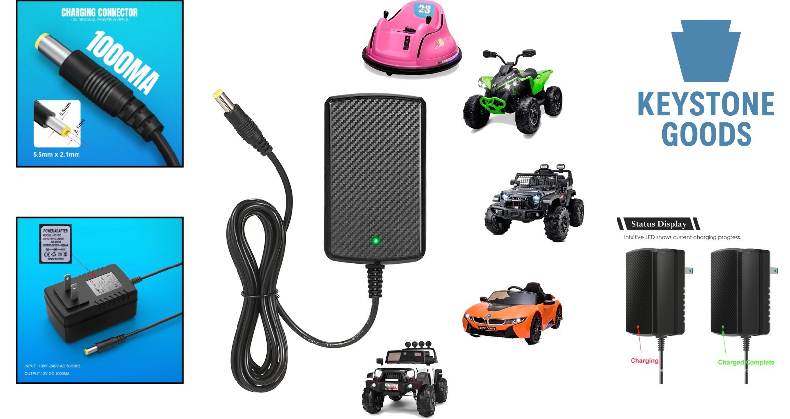 12V Kids Ride On Car Battery Charger – Fast Charging for SUV & More