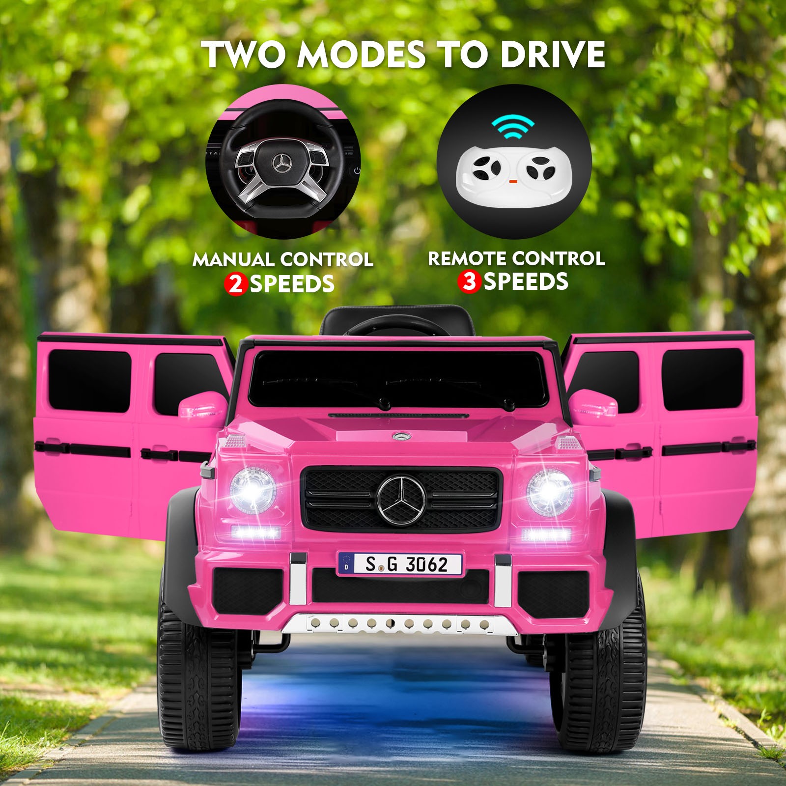 JOYLDIAS Pink Electric 12V Battery Kids Ride on Truck Car Toy Music LED w/Remote