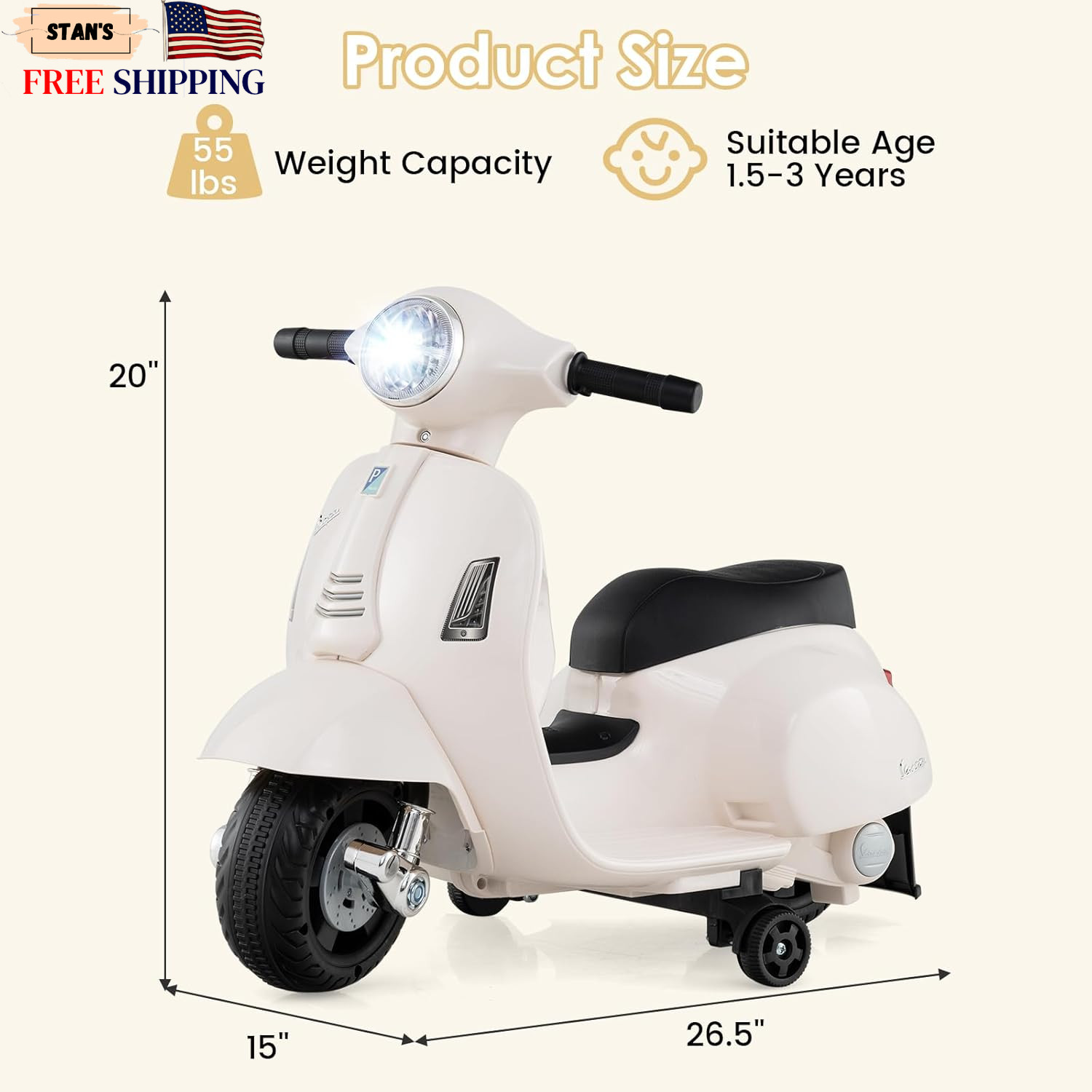 Licensed Vespa Scooter Kids Motorcycle by 6V Ride on Electric Motorcycle wit…