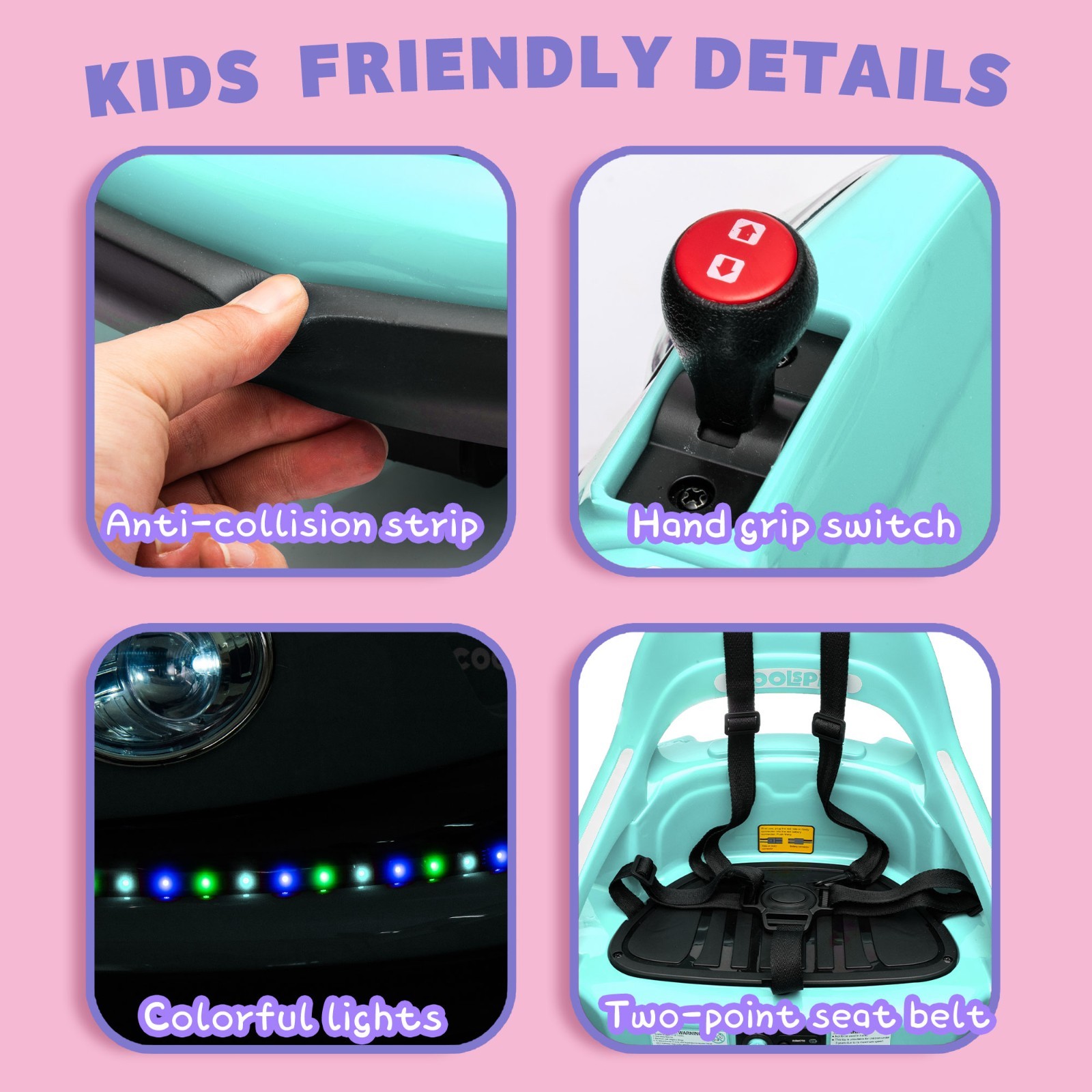 12V Kids Ride on Bumper Electric Car Toys w/Remote, LED, 360 Degree Spin,Blue
