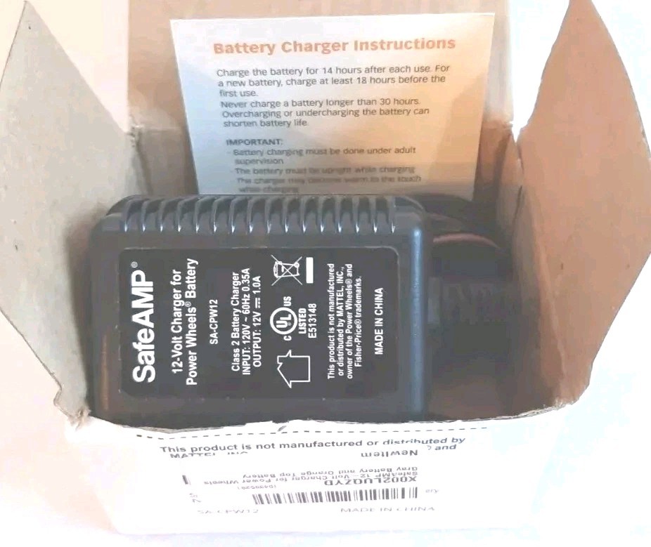 12-Volt Charger for Power Wheels Gray Battery and Orange Top Battery