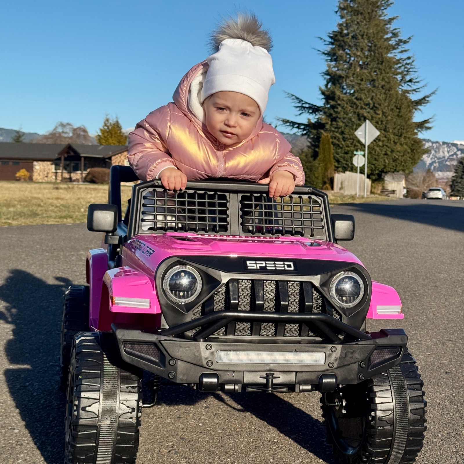 12V Kids Electric Car Ride on Toy Pink Jeep-style Battery Powered w/Remote MP3