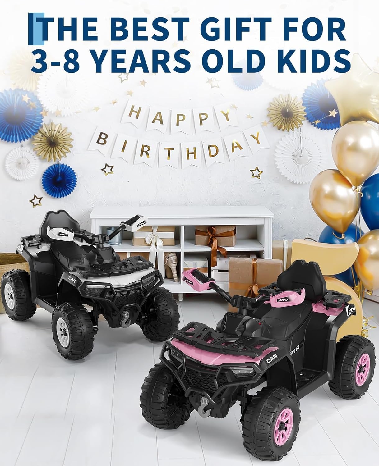 12V Kids Ride-On Electric Car w/ Remote, LED Lights, Built-in Music, Dual Motors