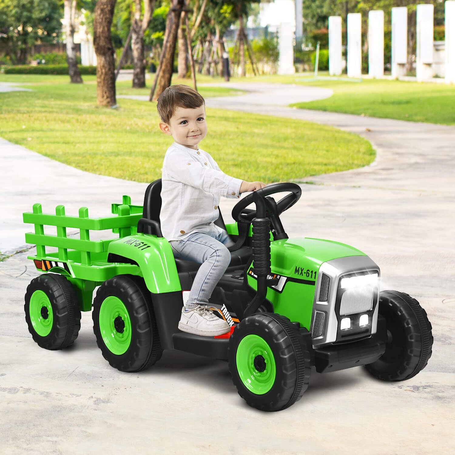 12V Kids Ride on Electric Vehicle Ground Loader Tractor MP3 Player LED Lights