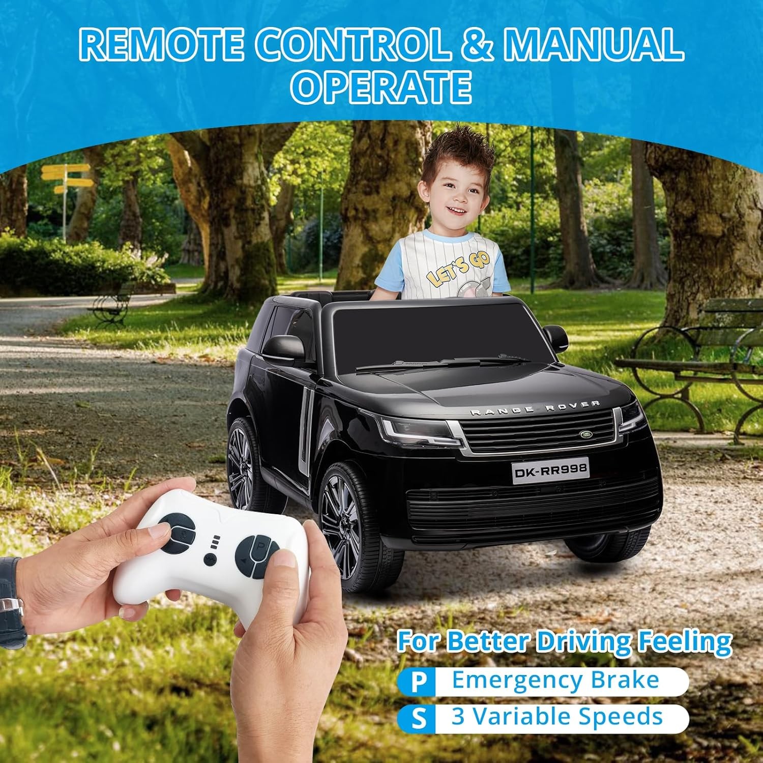 GARVEE 24V Kids Ride-On Car 2-Seater Dual 240W Motor LED Lights Music, Remote