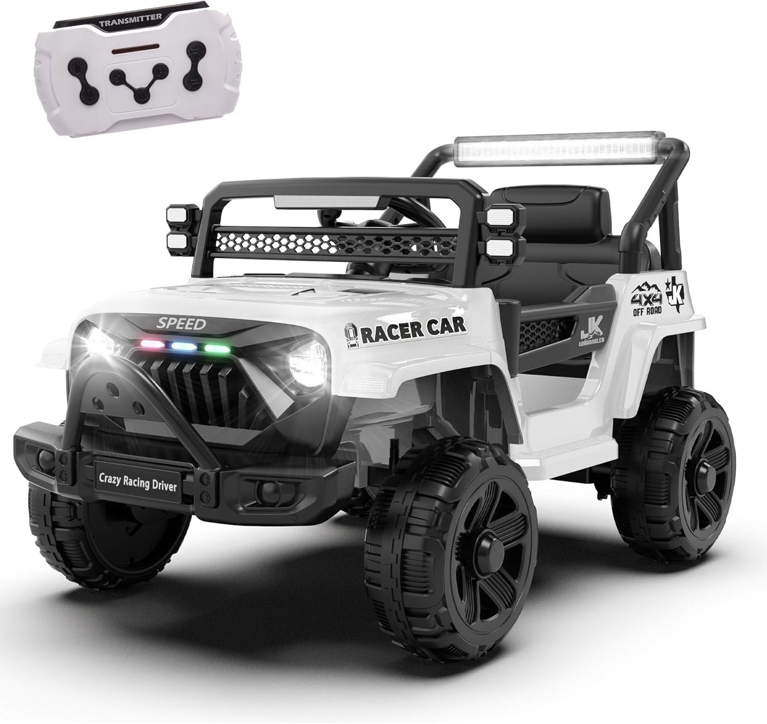 12V Electric Car Ride On Truck for Kids w/ Remote, Powered Wheels Toys,White