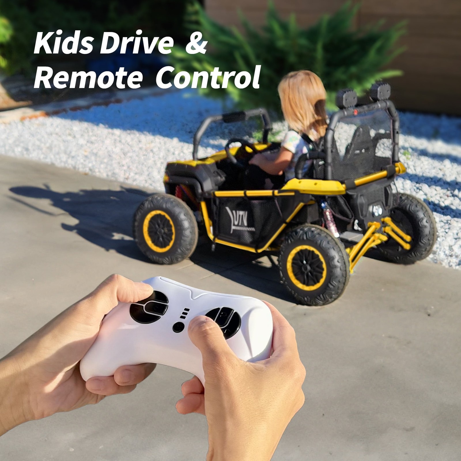 24V 10Ah Ride on Toys for Big Kids, 2-Seater Kids UTV Electric Car W/ Remote, 4*