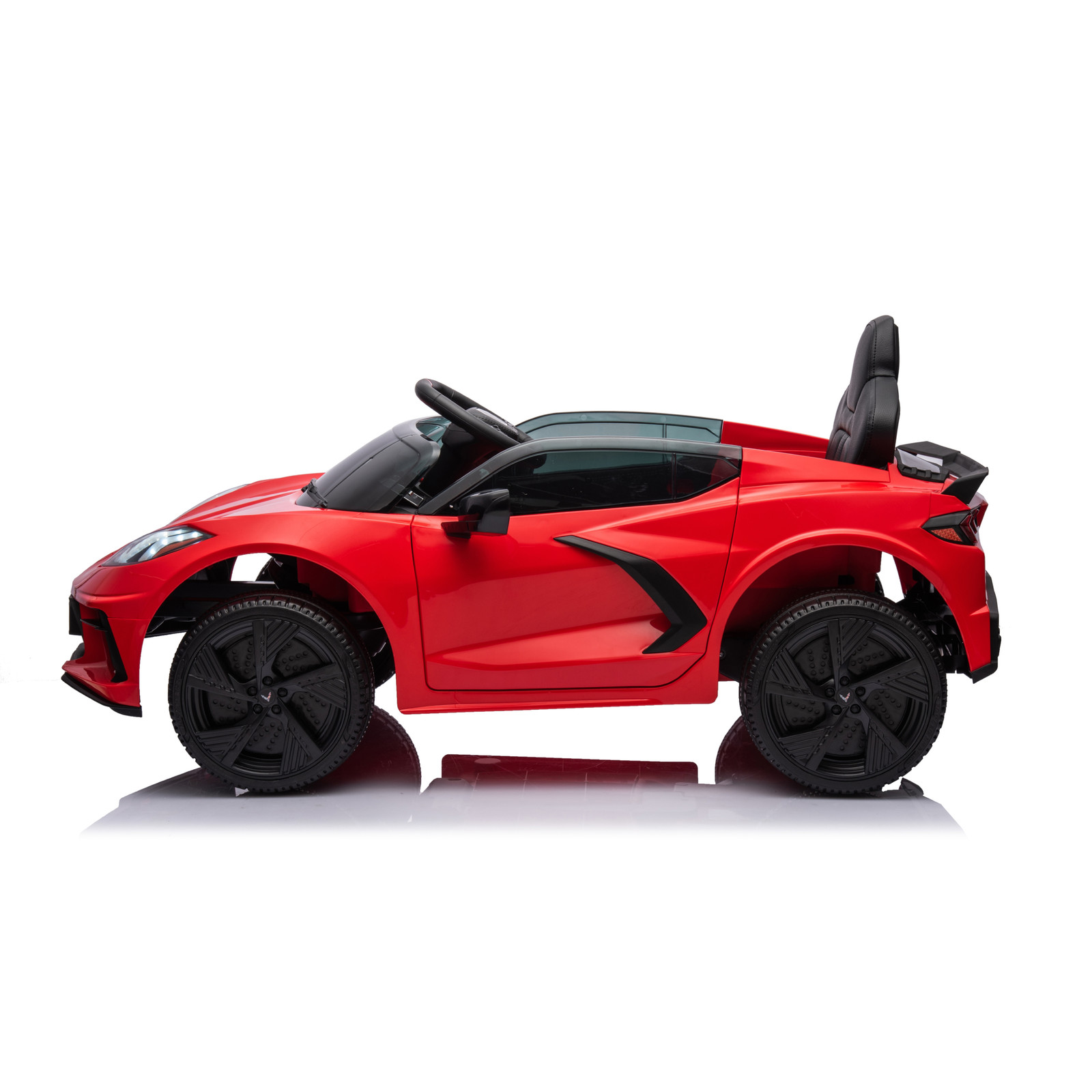 12V Chevrolet Corvette C8 Kids Ride On Car RC Remote Control LED Lights Red