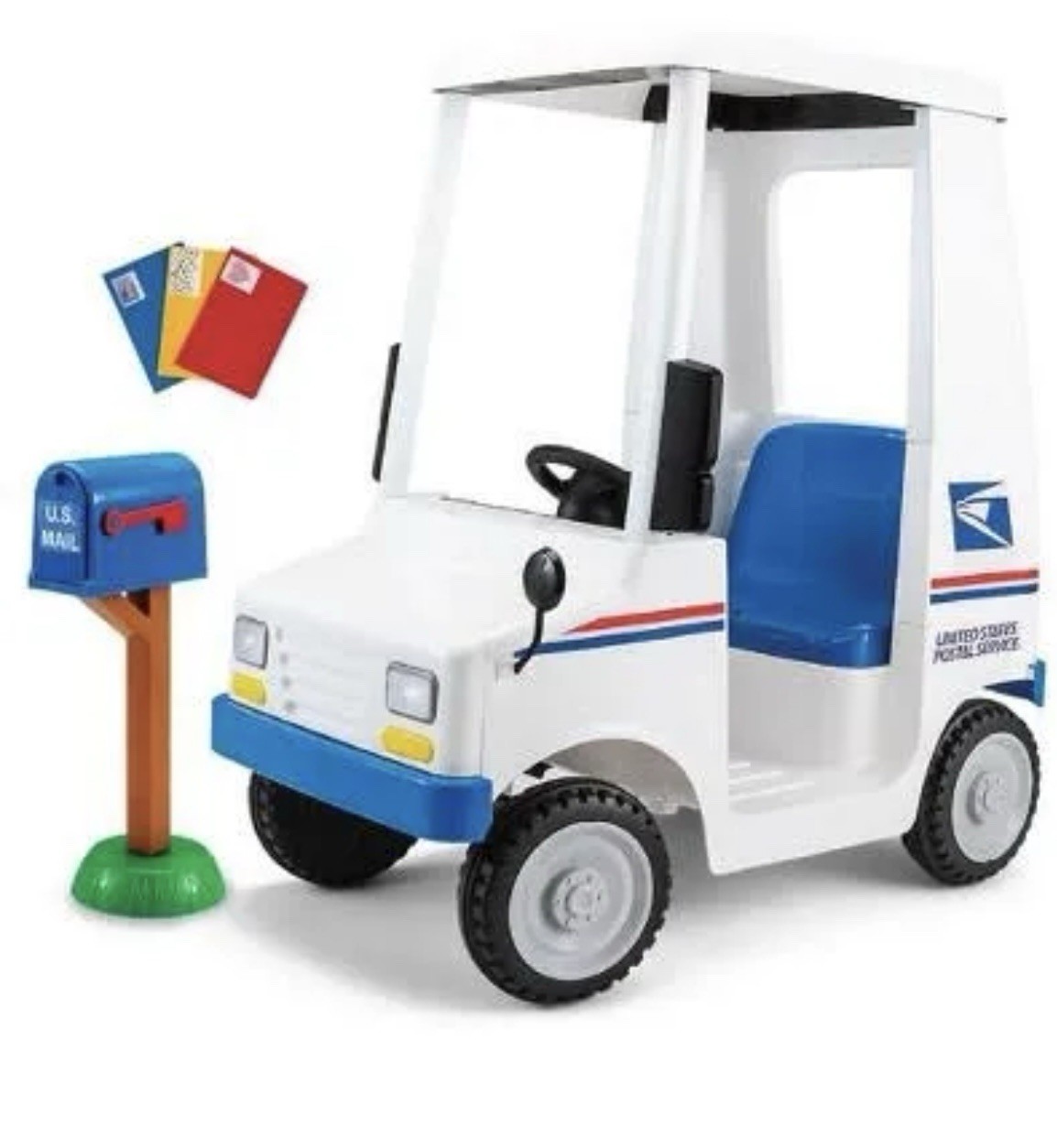FLYBAR USPS ELECTRIC RIDE-ON TRUCK POWERED TOY AGES 3-5 60LB CAPACITY – WHITE