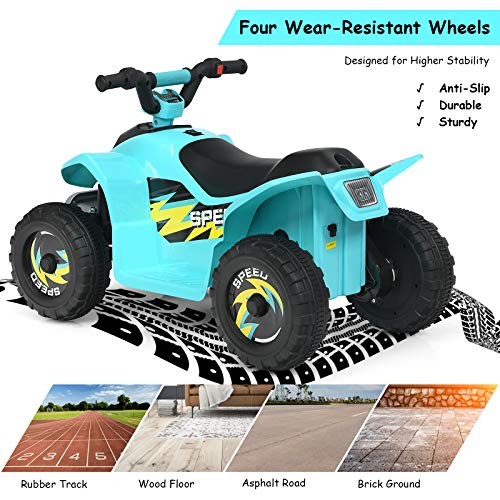 Kids ATV, 6V Battery Powered Electric Quad, Forward/Reverse Switch, Rear Blue