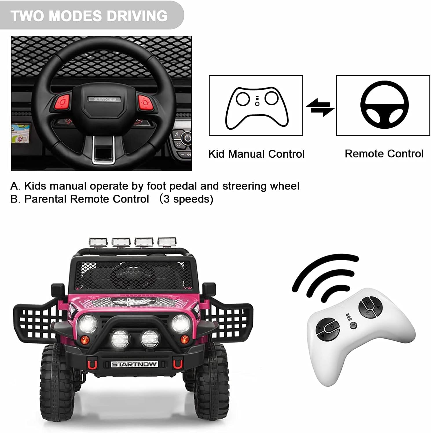 12V Kids Ride On Truck 2 Seater Electric Vehicle Car Jeep Toy W/ Remote Control