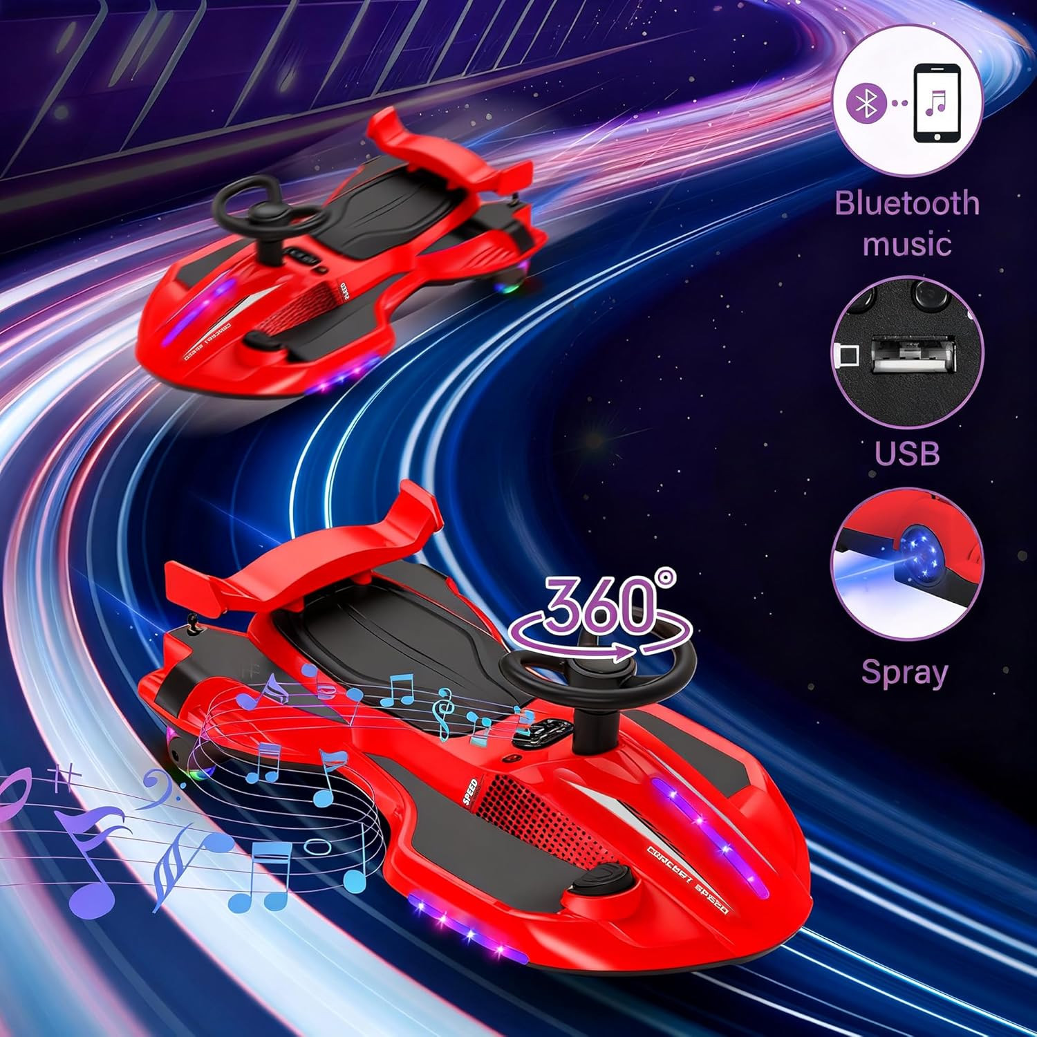 12V Electric Wiggle Car with Pedal for Kids, Rechargeable 2 in 1 Swing Toy, Devi