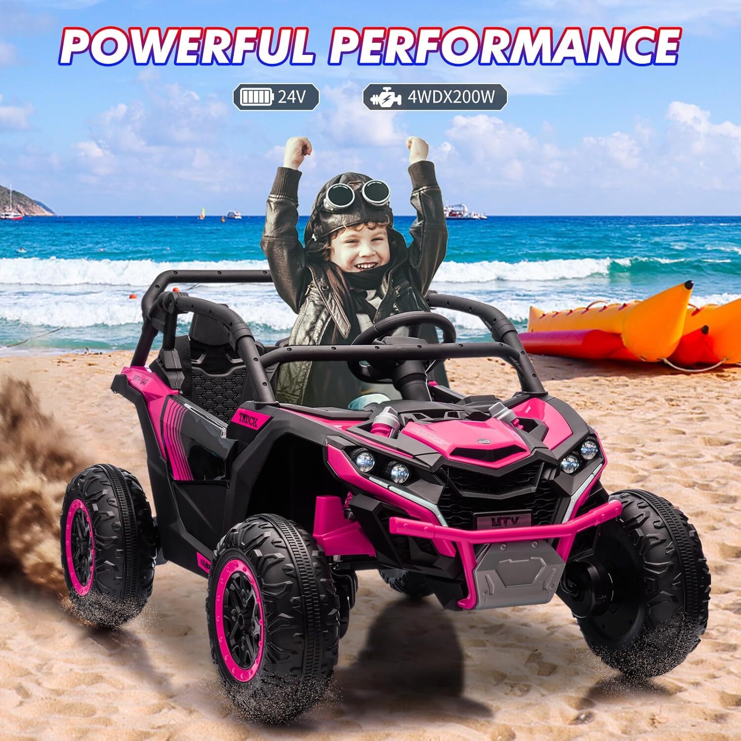 24V Ride On Car 2 Seater Ride On UTV 4x200W Powerful Engine Electric Vehicles