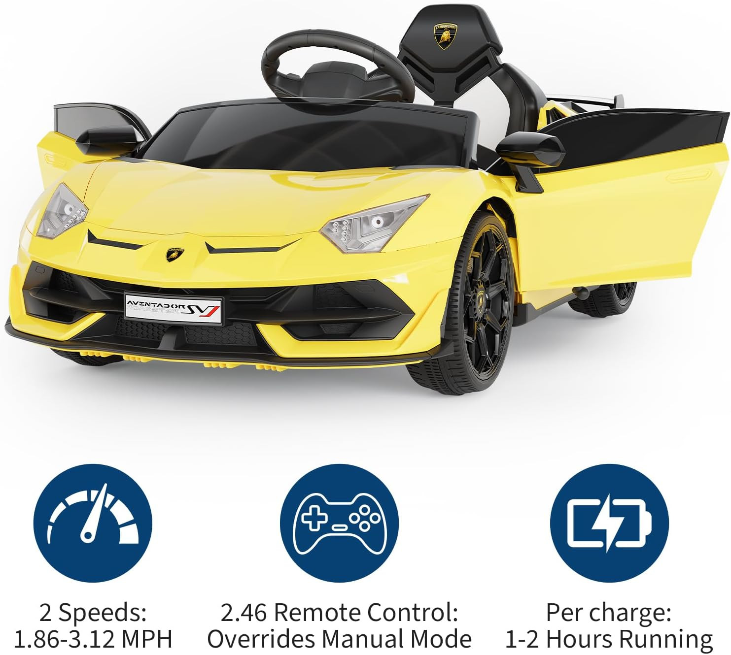 12V Kids Electric Car with Remote Control, LED Lights & Sound System – Licensed