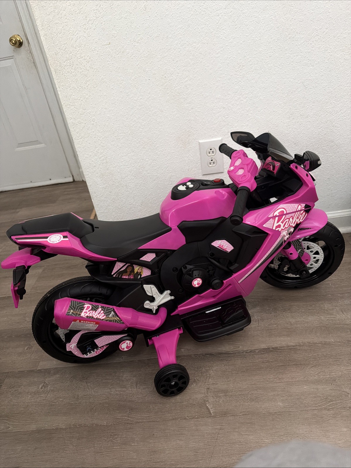 6V Barbie Motorcycle Ride on, Max 1 mph, for Kids Ages 3+ Years, by Flybar