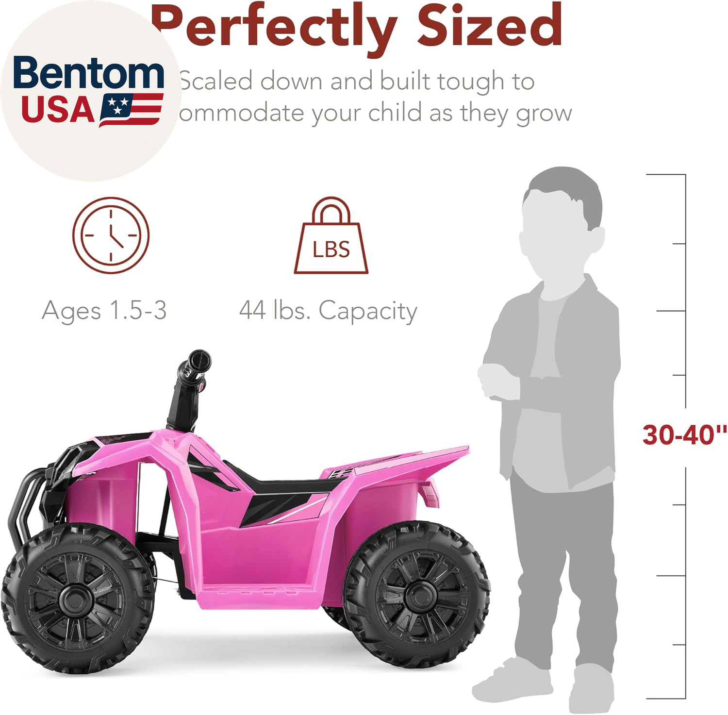 6V Kids Ride on Toy, 4-Wheeler Quad ATV Play Car W/ 1.8MPH Max Speed, Treaded Ti